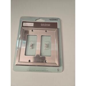 New Allen‎ & Roth Double outlet Receptacle Cover Wall plate Satin Nickel Finish